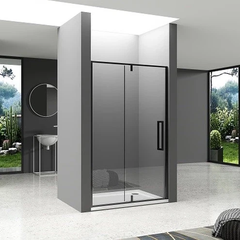 Pentagonal Shower Door Stainless Steel Black Frame